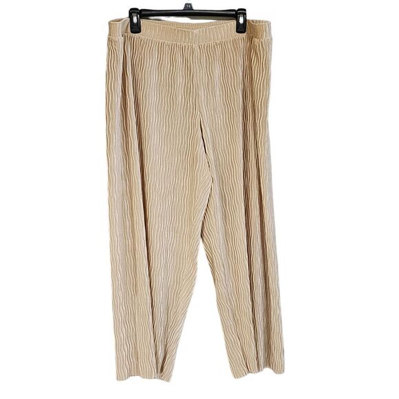 Isaac Mizrahi cream velour wide leg pants Sz XLP - Picture 1 of 5